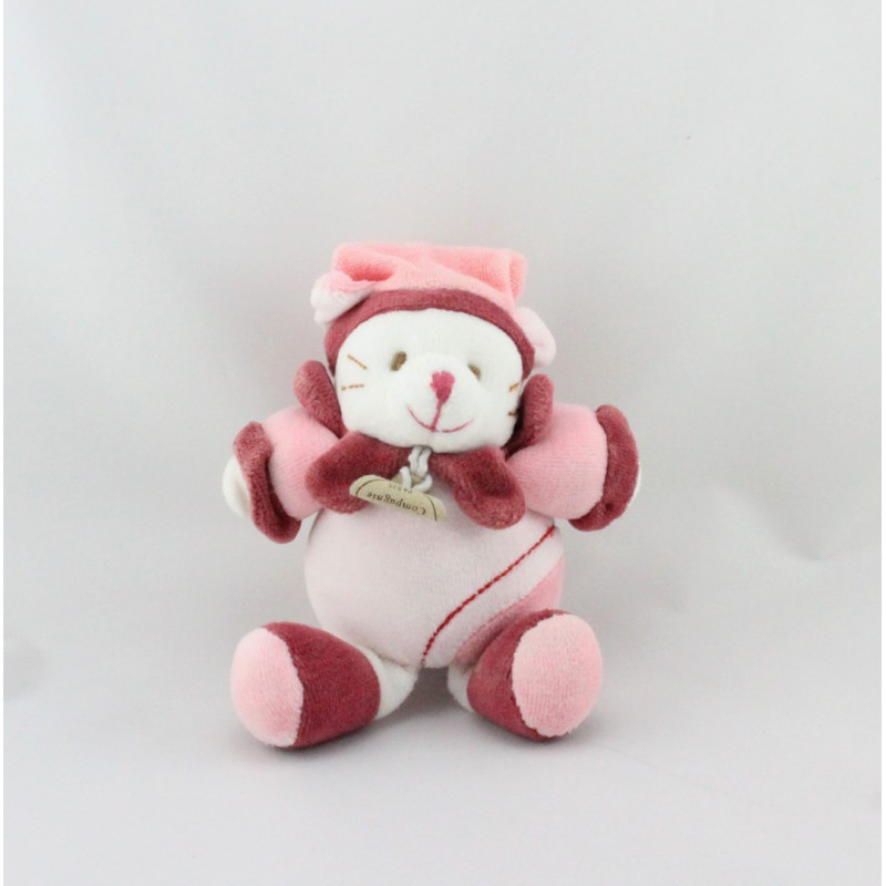 Doudou et compagnie chat Minouchette Bordeaux rose 