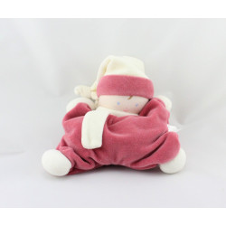 Doudou semi plat baby corolle blanc rose grenadine Corolle