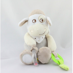 Doudou vache beige écru gris pois hochet MOTS D'ENFANTS