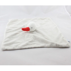 Doudou plat cigogne grise blanche rouge RODA