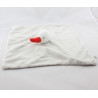 Doudou plat cigogne grise blanche rouge RODA