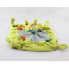 Doudou plat  lapin vert gris rouge bleu pois NICOTOY