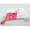 Doudou plat chat blanc rose pois coeurs NOUKIE'S 