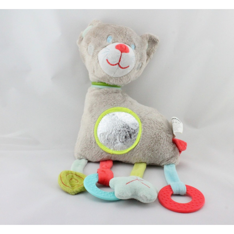 Doudou eveil chat gris miroir hochet VERTBAUDET