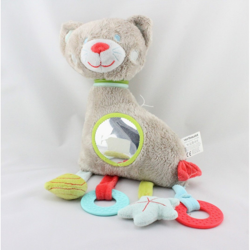 Doudou eveil chat gris miroir hochet VERTBAUDET