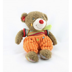 Doudou ours marron orange laine NICOTOY 
