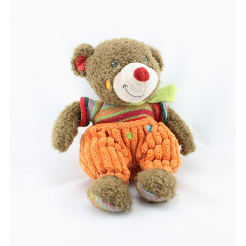 Doudou ours marron orange laine NICOTOY 