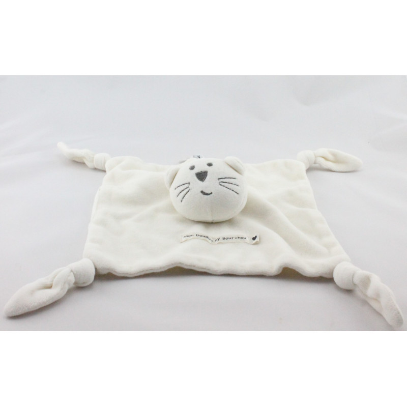 Doudou plat chat blanc BOUT'CHOU BOUTCHOU