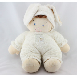 Doudou garçon déguisé en lapin blanc NICOTOY