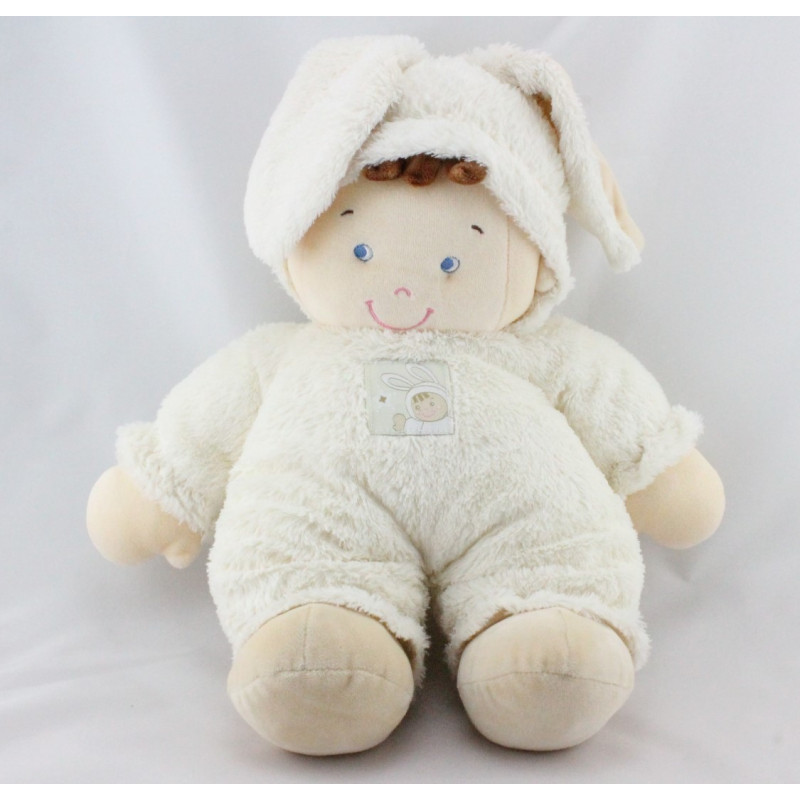 Doudou garçon déguisé en lapin blanc NICOTOY