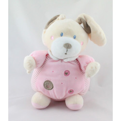 Doudou boule lapin rayé rose cercles coeurs NICOTOY