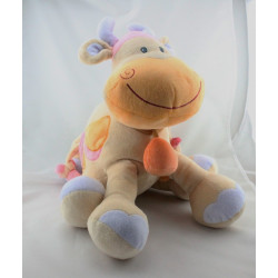 Grand Doudou eveil girafe vache beige taches orange rose NATTOU