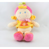 Doudou poupée lutin fille rose jaune MOTS D'ENFANTS