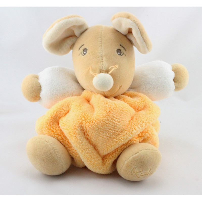 Doudou souris plume orange KALOO