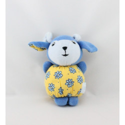 Mini Doudou mouton bleu jaune fleurs NOUNOURS