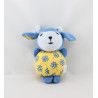 Mini Doudou mouton bleu jaune fleurs NOUNOURS