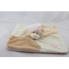 Doudou plat ours plat beige blanc rose coeur MANON ET VALENTIN