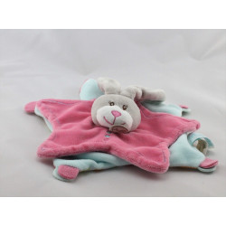 Doudou plat étoile lapin rose vert rayé Stella BABY NAT