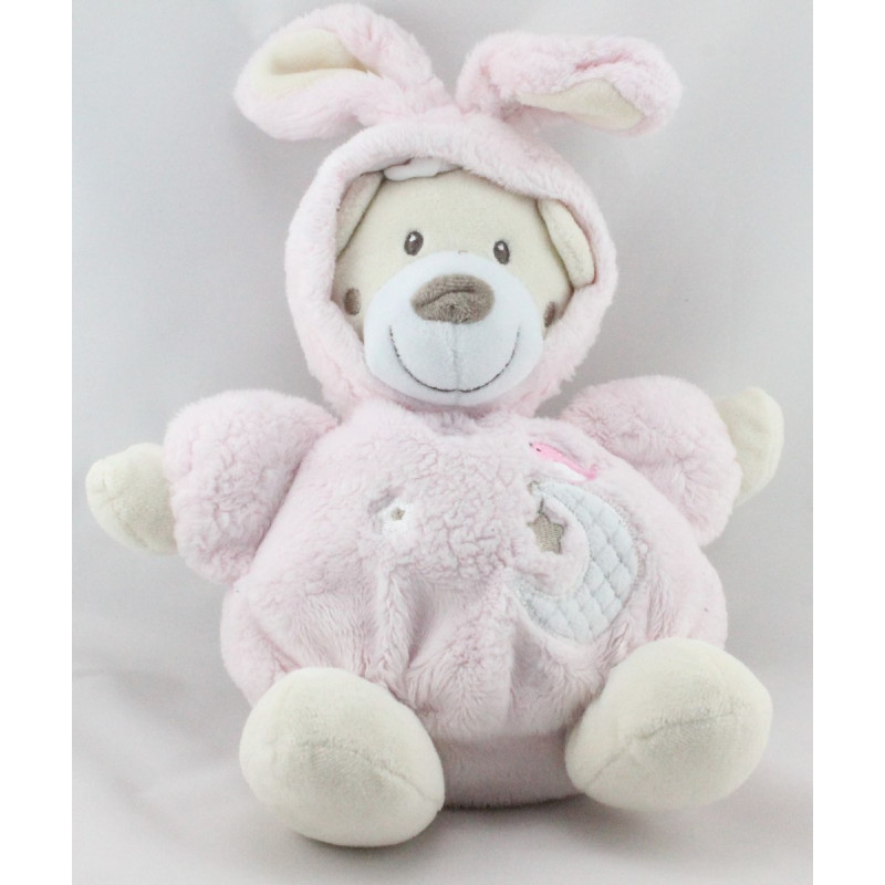 Doudou ours déguisé en lapin rose BABY AUCHAN