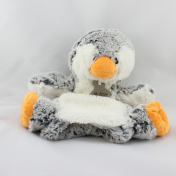 Doudou plat marionnette pingouin gris blanc HISTOIRE D'OURS