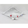Doudou plat lapin gris blanc rouge SUCRE D'ORGE 