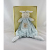 Doudou plat Petit lapin bleu blanc NOUNOURS