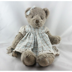 Peluche ours marron robe à carreaux  LOUISE MANSEN