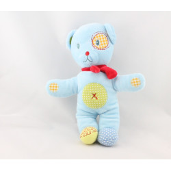 Doudou ours rouge vert rapiécé NICOTOY Neuf