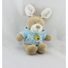 Doudou lapin beige sweat capuche bleu arbre oiseau NICOTOY 