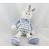 Doudou lapin blanc bleu BUKOWSKI