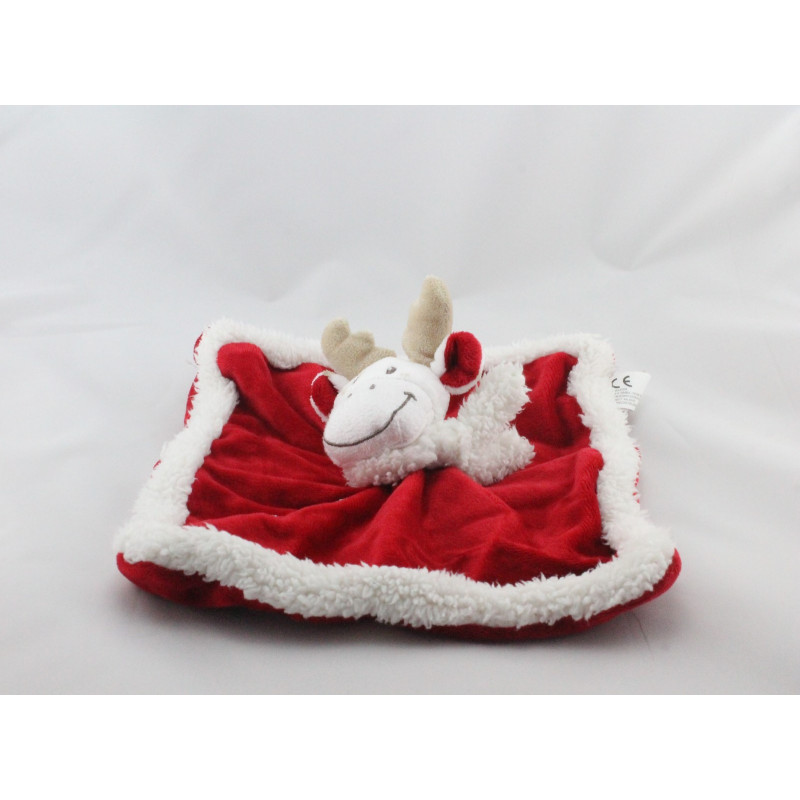 Doudou plat elan cerf renne rouge noël KITCHOUN NICOTOY