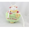Doudou et compagnie musical vache blanche rose verte jaune