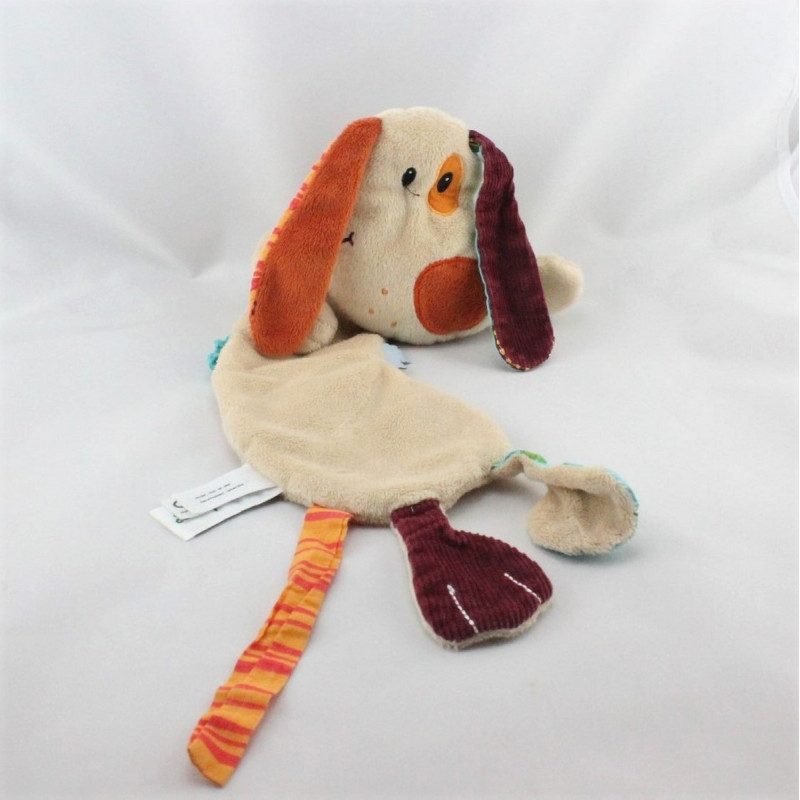 Doudou plat chien beige bordeaux bleu vert orange LILLIPUTIENS