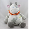 Doudou vache blanche taches grises col fleur NICOTOY