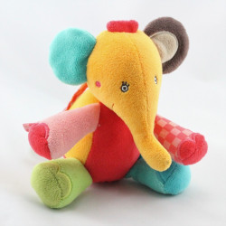Doudou musical éléphant orange rouge vert bleu BABYSUN