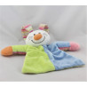 Doudou plat lapin vert bleu TIAMO COLLECTION