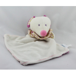 Doudou plat souris blanche rose étoiles VERTBAUDET