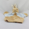 Doudou plat marionnette lapin beige bleu QUILLOUDOU ET BALLOU