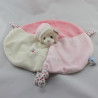 Doudou plat rond ours rose blanc pois GIPSY