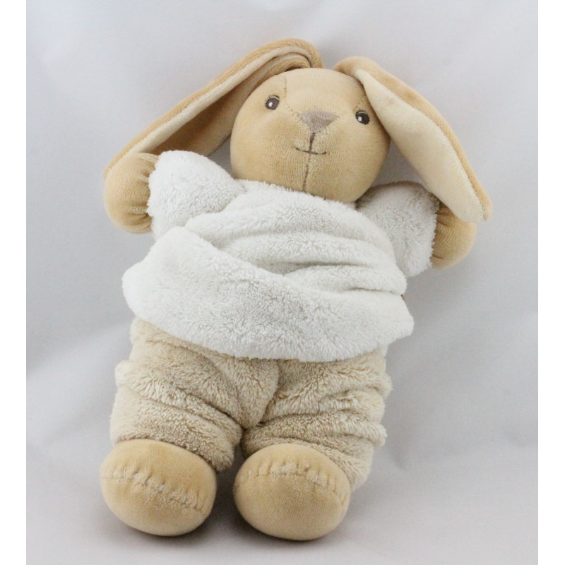 Doudou lapin plume beige blanc KALOO 