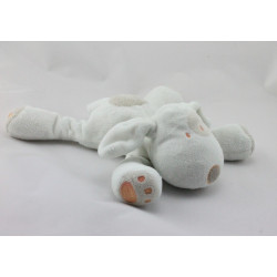 Doudou chien blanc cocard beige orange OBAIBI