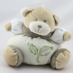 Doudou ours boule beige marron rayé vert CP INTERNATIONAL