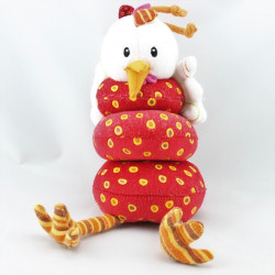 Doudou vibrant poule rouge pois LILLIPUTIENS