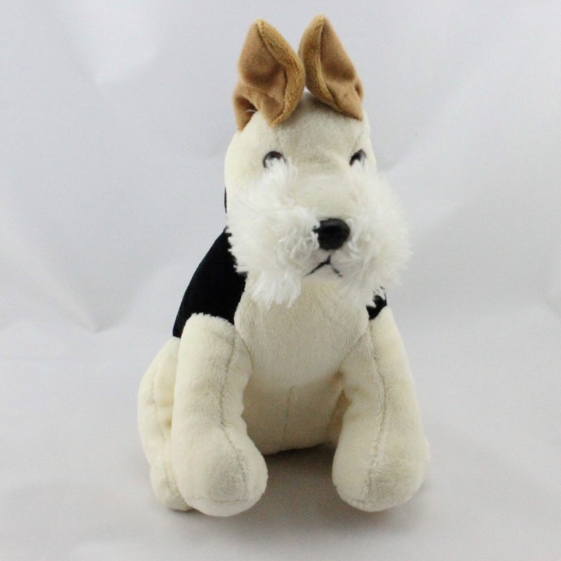 Doudou chien blanc noir marron PLAYKIDS