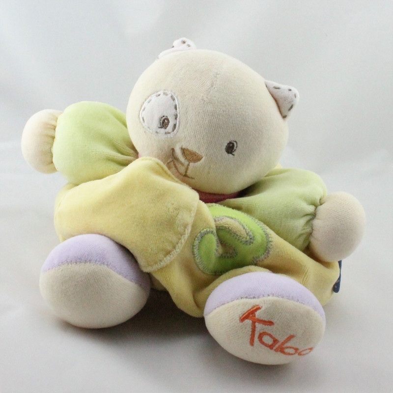 Doudou chat jaune vert mauve 3 KALOO
