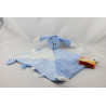 Doudou plat lapin bleu blanc rayé AUCHAN 