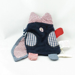 Doudou plat chat pirate bleu marine rouge CATIMINI