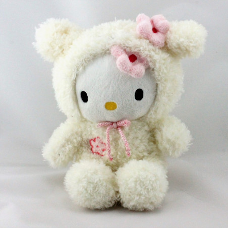 Doudou chat HELLO KITTY déguisé en ours blanc SANRIO LICENSE