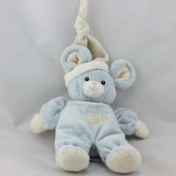 Doudou souris bleu blanc pattes GIPSY