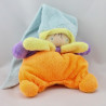 Doudou semi Plat Lutin orange violet jaune bleu Nounours